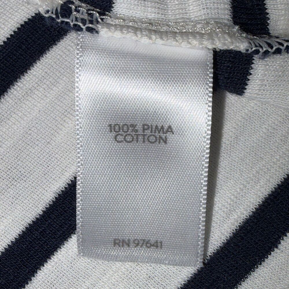 J Jill Pima Slub Scoop Neck Side Slit Tee White Navy Womens Sz Large 100% Cotton - Picture 5 of 6